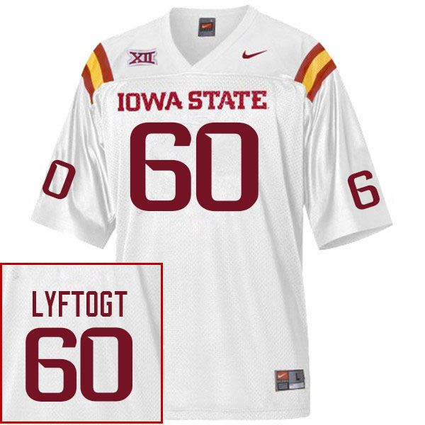 Men #60 Jacob Lyftogt Iowa State Cyclones College Football Jerseys Stitched Sale-White